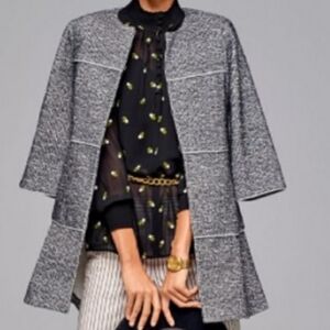 CAbi The Times Tweed Black and White Blazer with Three-Quarter Sleeves